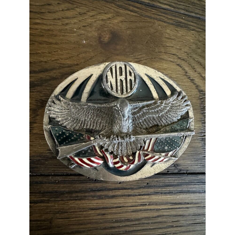 1995 NRA belt buckle Eagle design, Bergamot co.